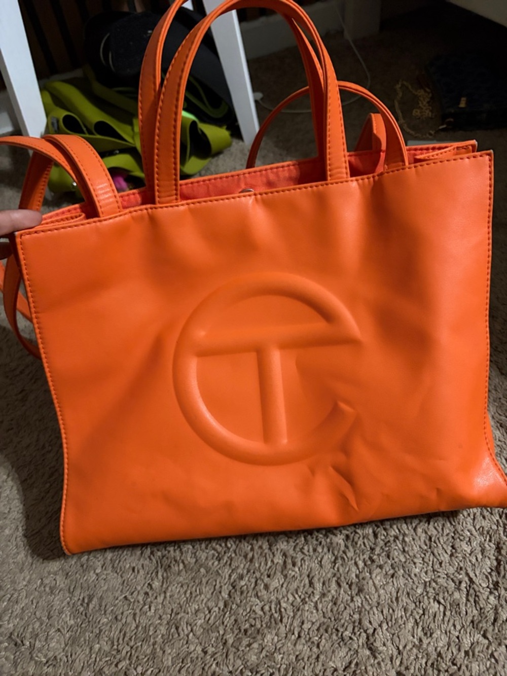 Telfar Bright Orange Large Shopping Tote